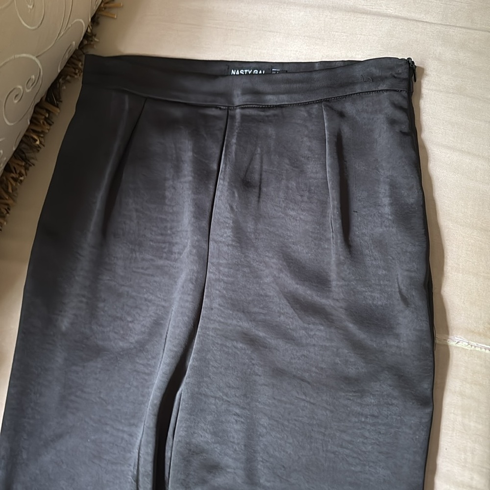 Nasty Gal satin the mood wide leg fool length trousers pants sz.4 (US0) - Picture 7 of 15